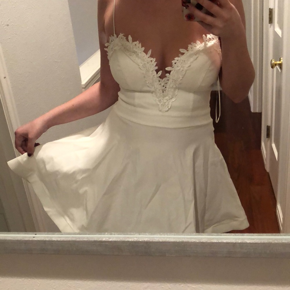 White corset flare dress
